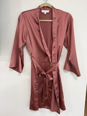 Revelry Satin Wrap Robe in Dusty Mauve